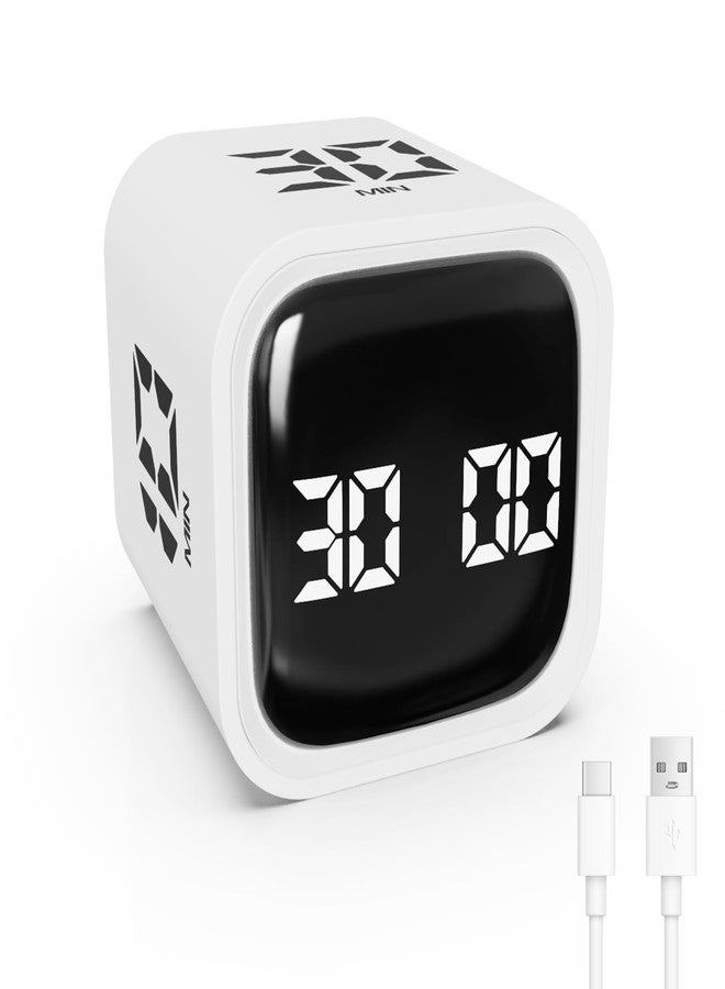 Foyucool Cube Timer, Rotation Time Timer for Adults, 5-10-30-60 Minutes & Custom Countdown, Vibration & Adjustable Volume Alert, Digital Visual Timer for Classroom Study Office Kitchen Desk, White - Image 1